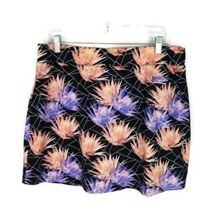 Pebble Beach Black Floral Print Casual Golf Skirt